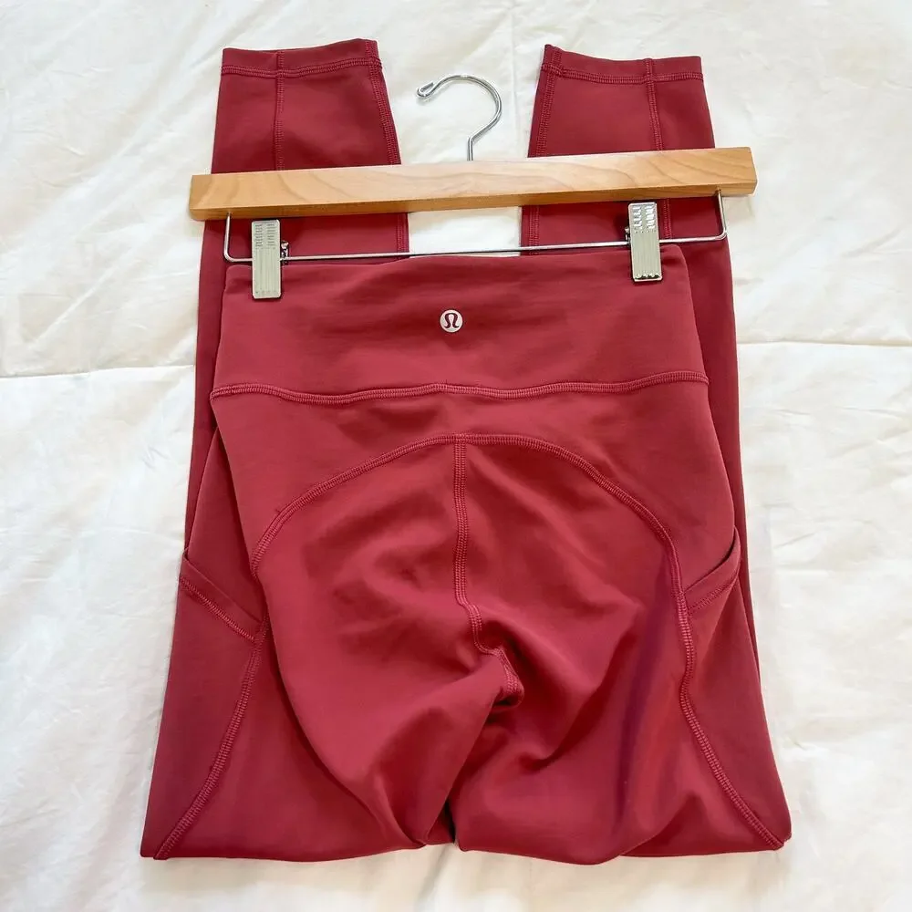 NWOT Lululemon Fast & Free Brushed Nulux 25” High-Rise Tight Red Maroon Size 2